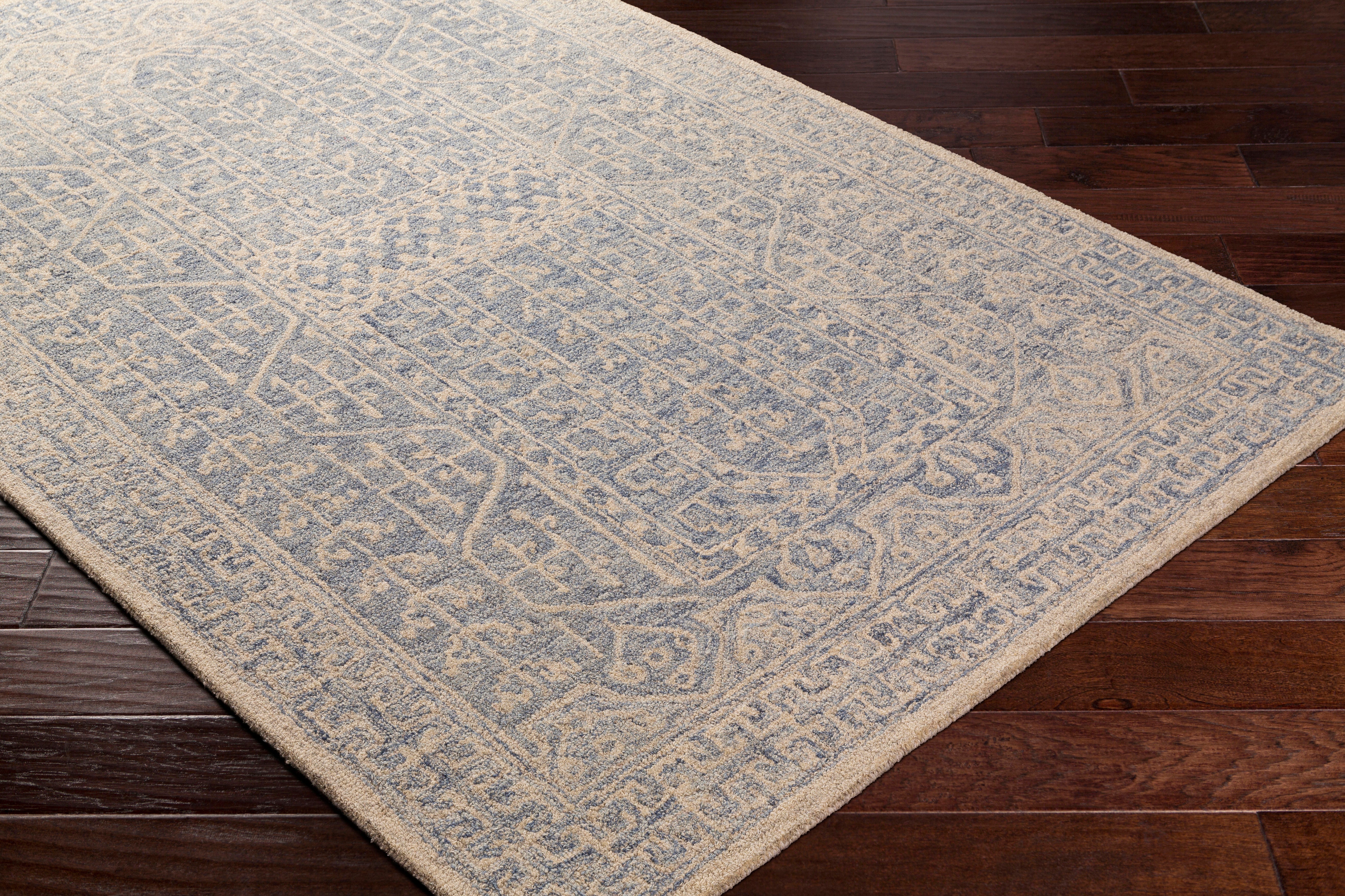 Hand Tufted Granada Navy and Ivory Wool Rug