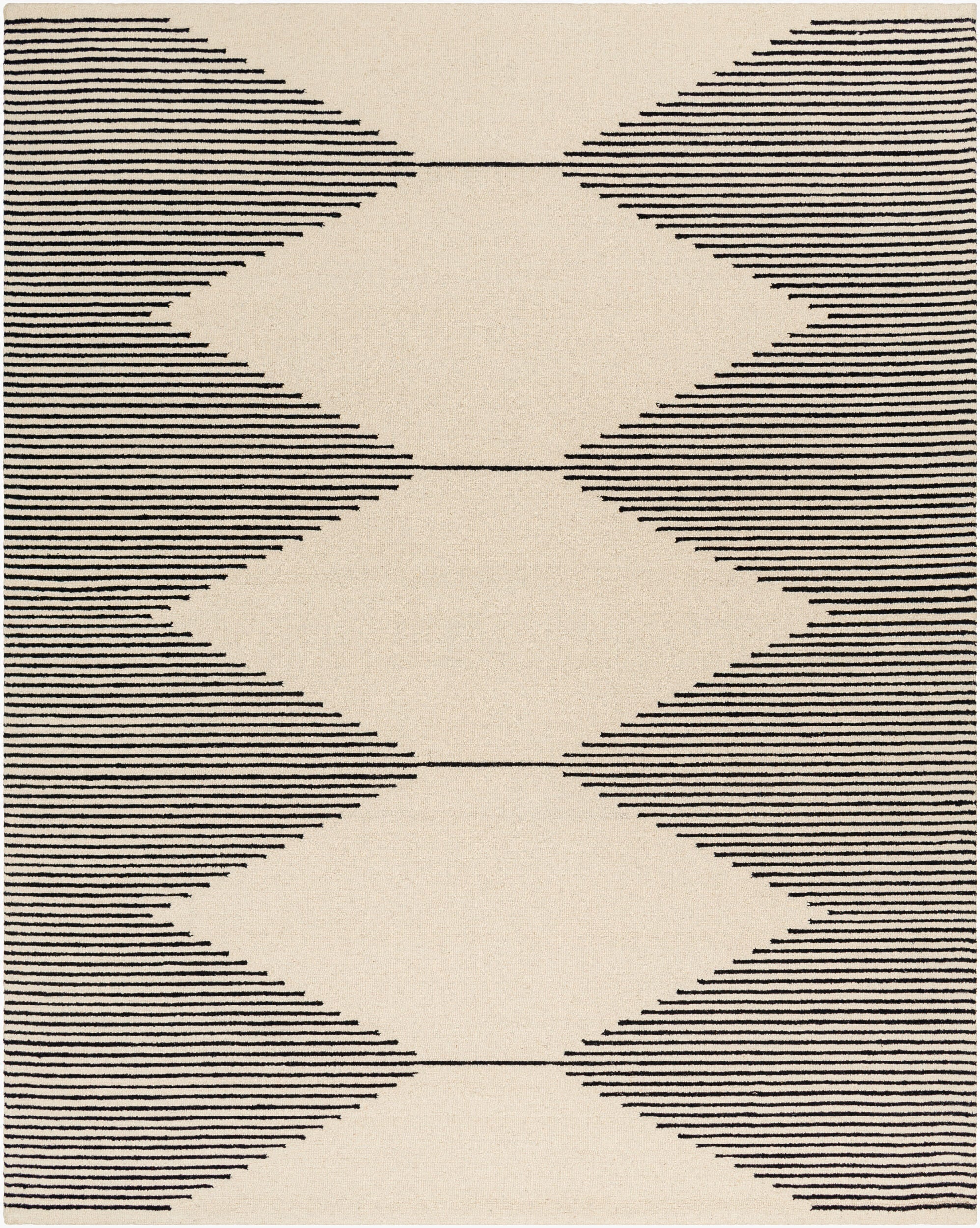 Hand-Tufted Granada Geometric Diamond Black and Beige Wool Rug