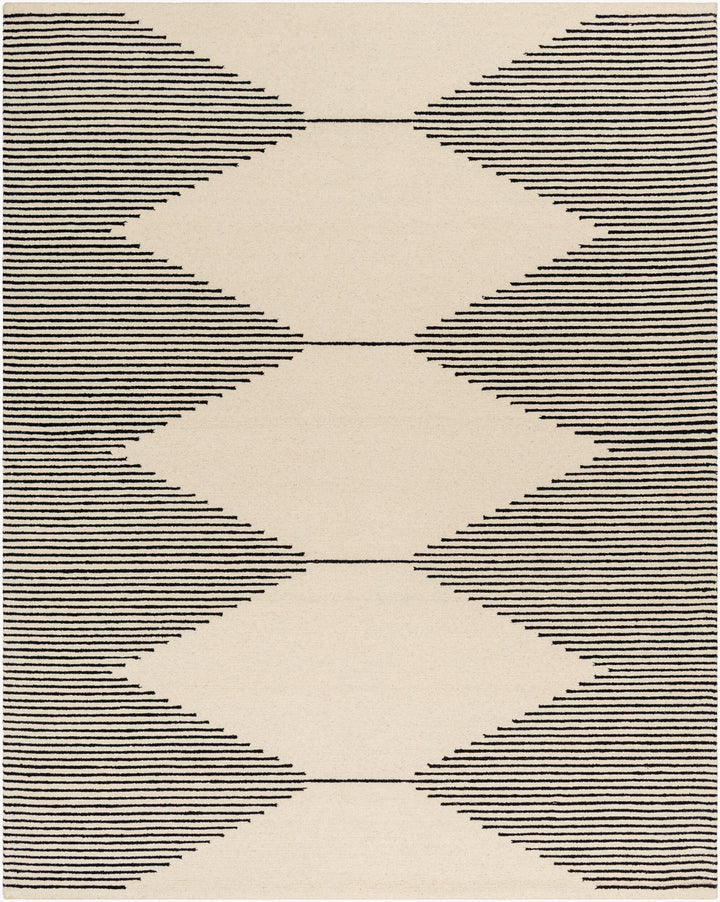 Hand-Tufted Granada Geometric Diamond Black and Beige Wool Rug