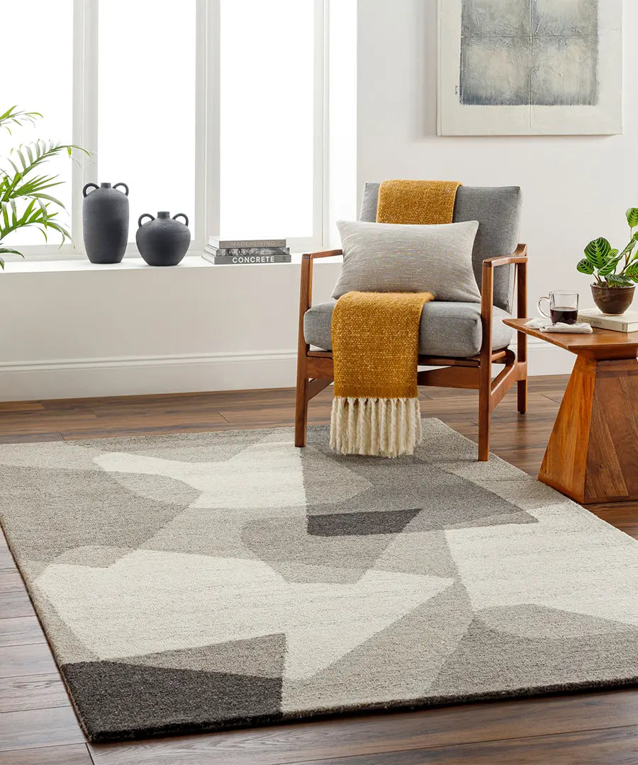 Hand Tufted Abstract Granada Beige Wool Rug