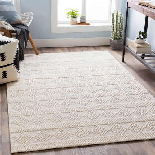 Hand Woven Hygge White Wool Rug