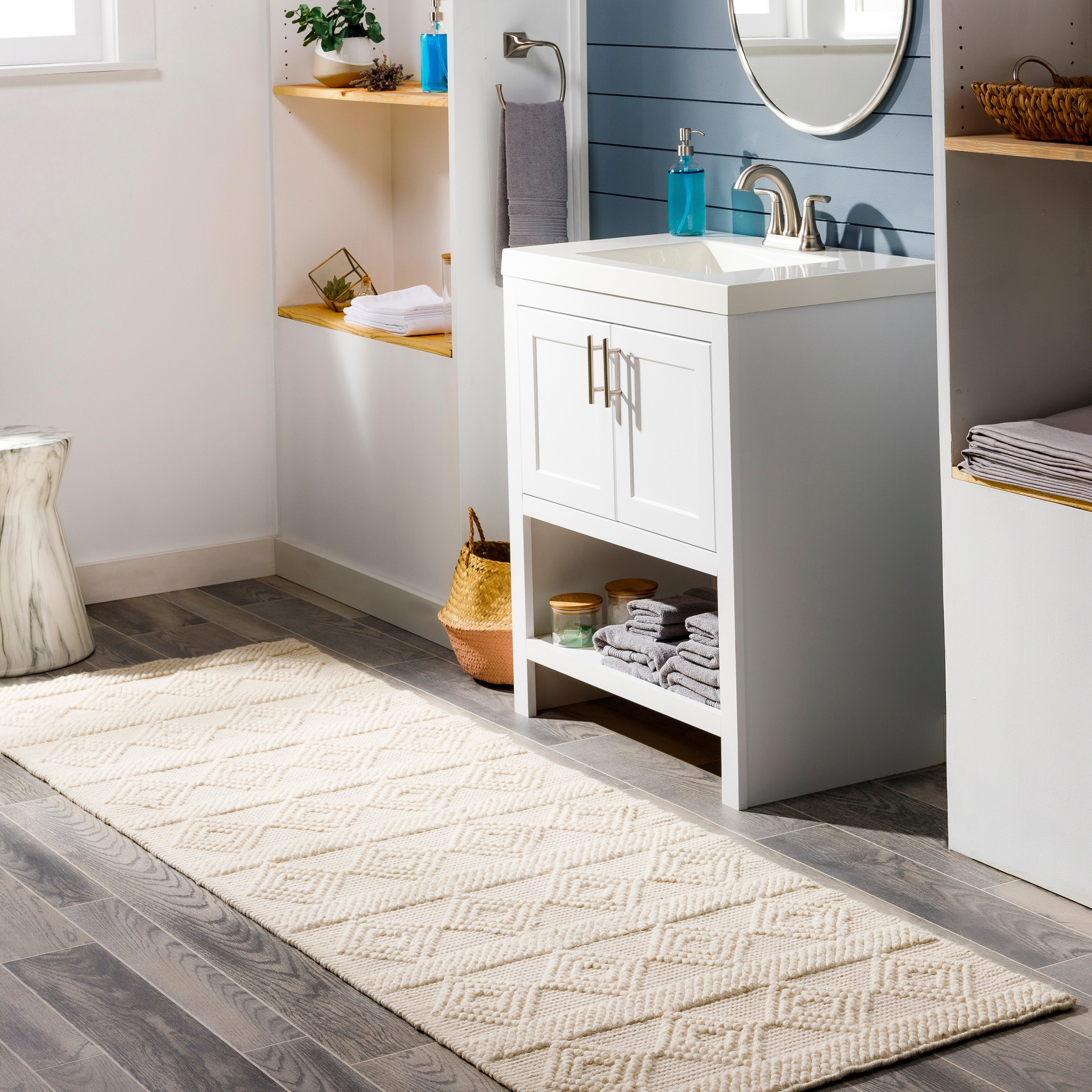 Hand Woven Hygge White Wool Rug