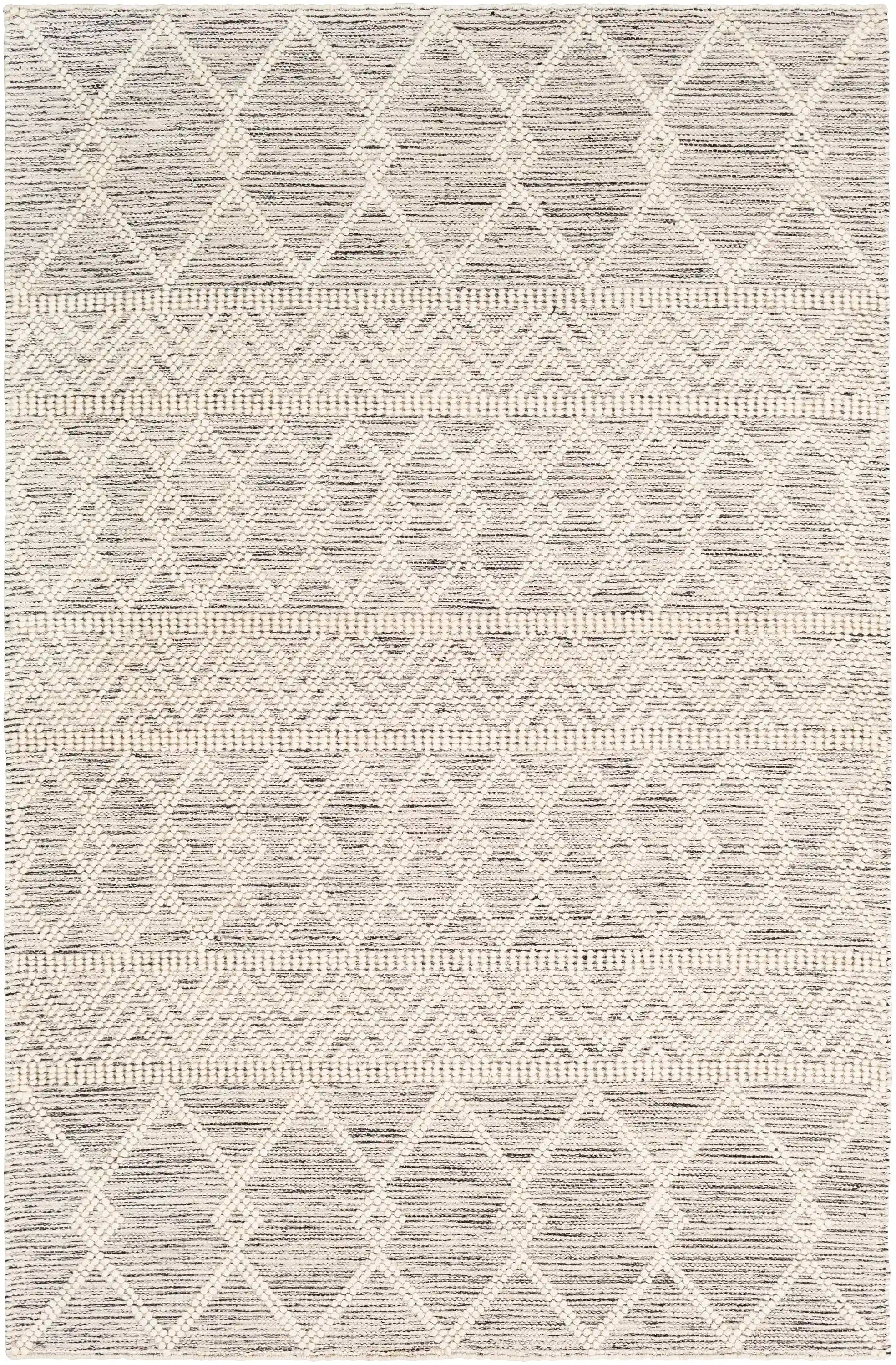 Hygge White and Black Rug - Hand-Woven Polyester Wool