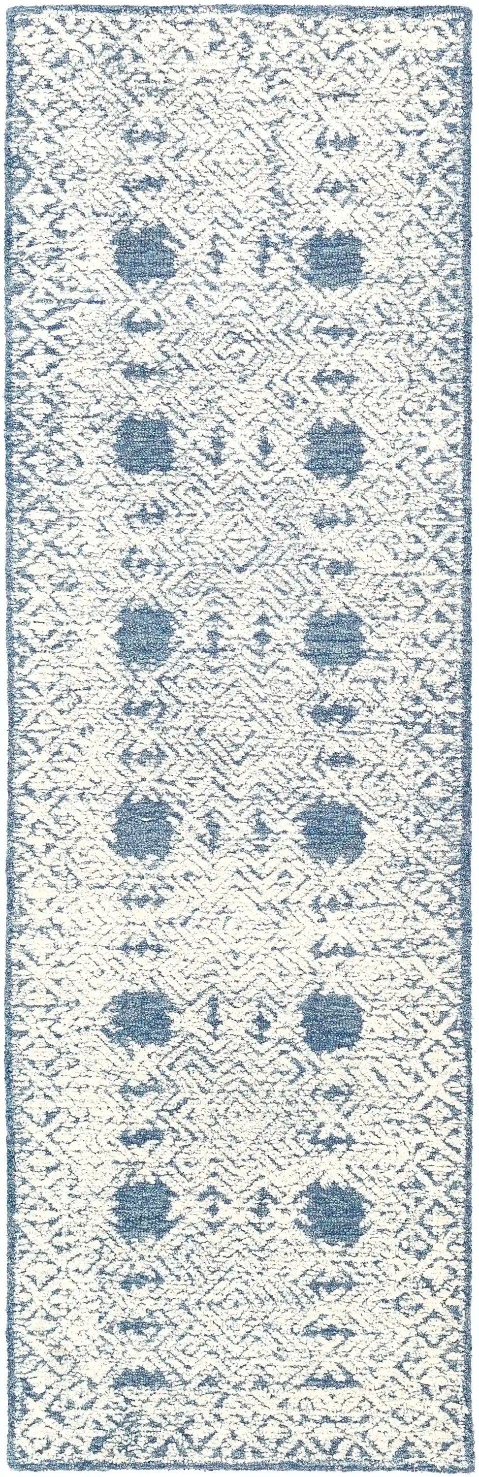 Hand-Tufted Louvre Cream and Blue Wool Rug