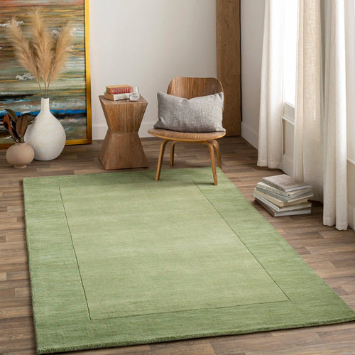 Hand Loomed Mystique Light Green Wool Rug