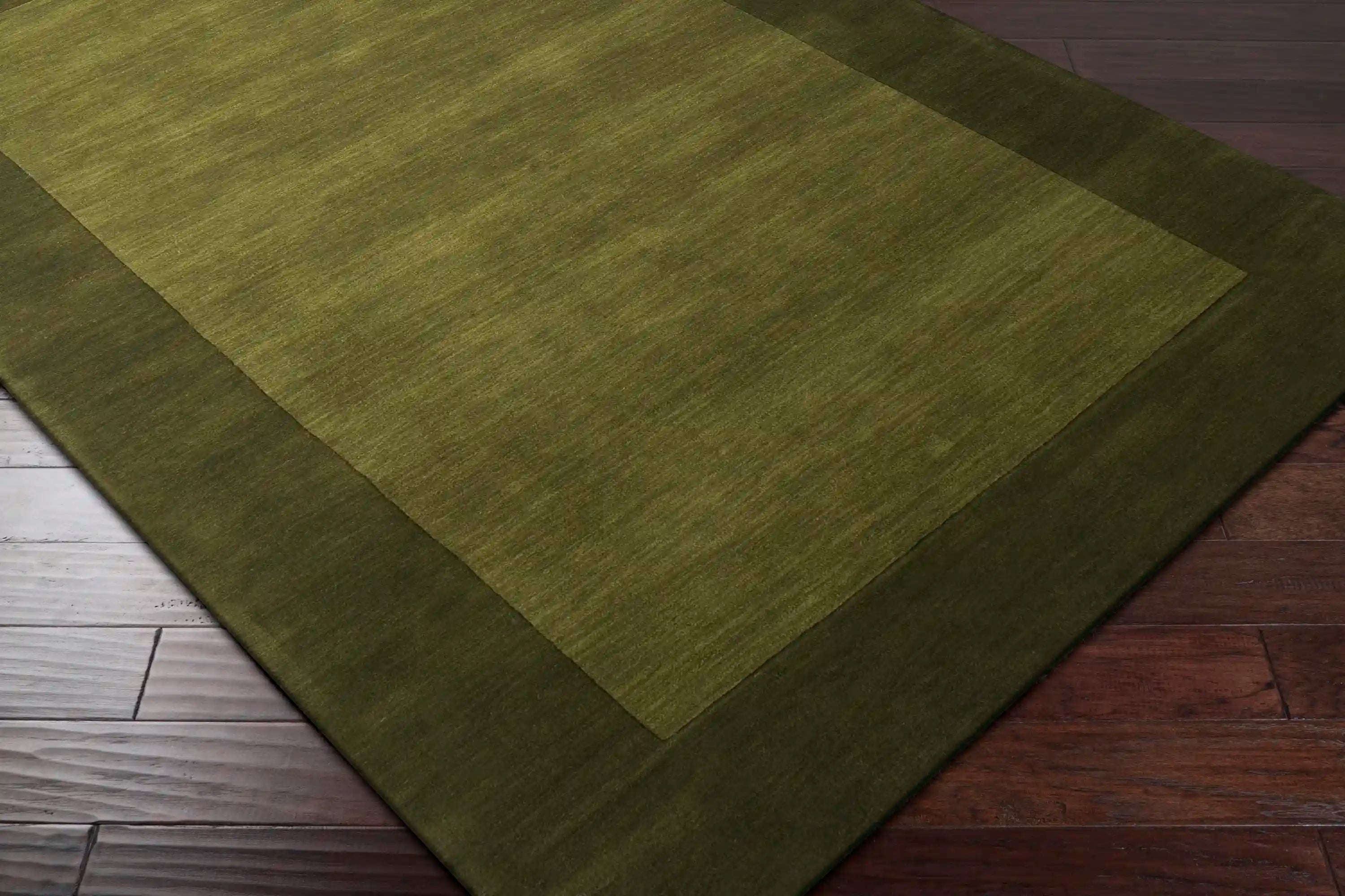 Hand Loomed Mystique Dark Green Wool Rug
