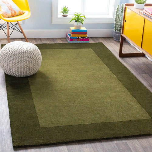 Hand Loomed Mystique Dark Green Wool Rug