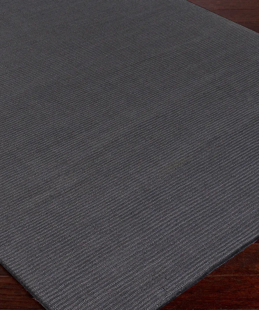 Hand Loomed Solid Mystique Charcoal Wool Rug