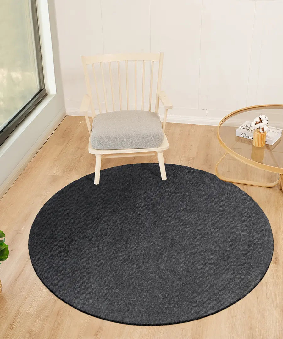 Hand Loomed Solid Mystique Charcoal Wool Rug