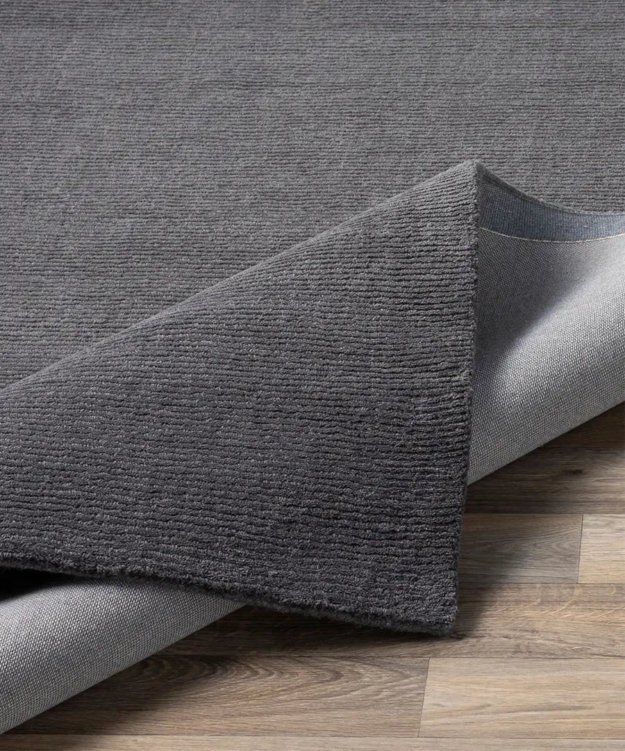 Hand Loomed Solid Mystique Charcoal Wool Rug