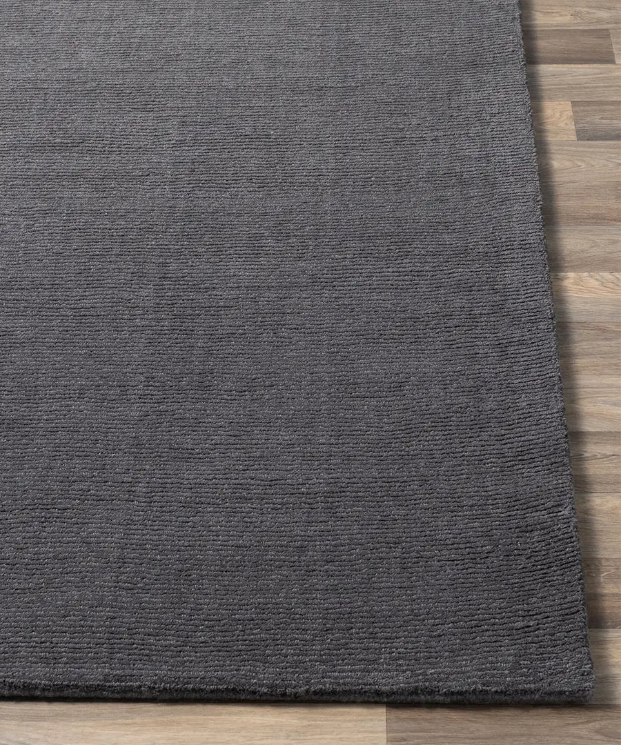 Hand Loomed Solid Mystique Charcoal Wool Rug