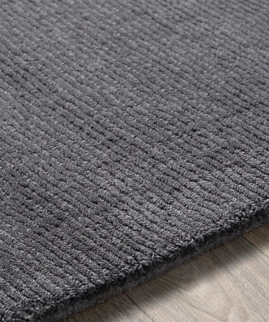 Hand Loomed Solid Mystique Charcoal Wool Rug
