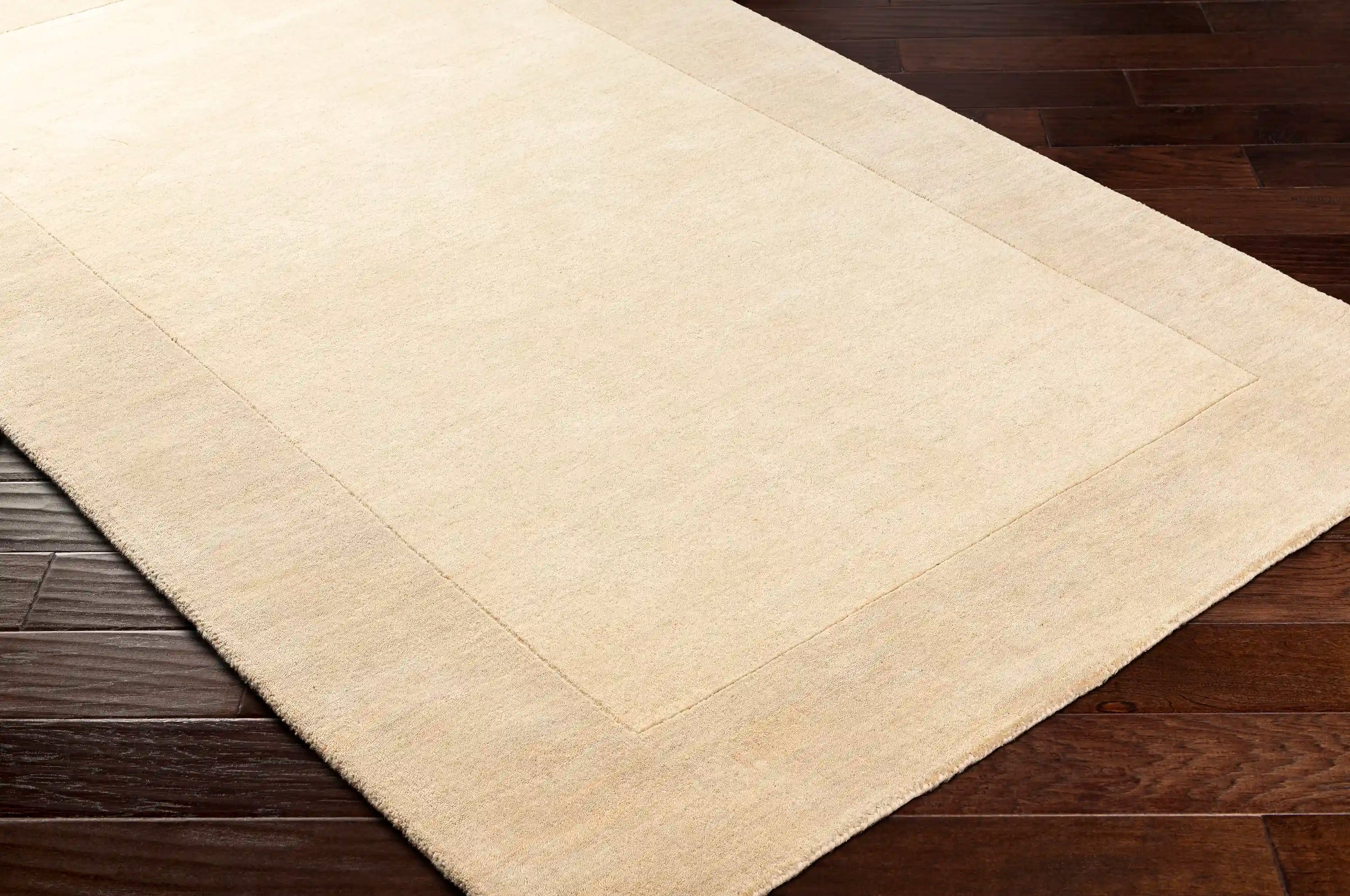 Hand Loomed Mystique Cream Wool Solid Rug
