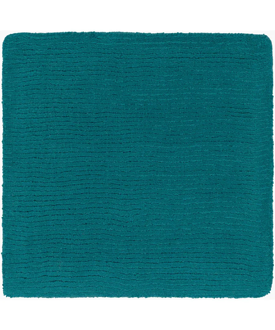 Hand Loomed Solid Mystique Teal Wool Rug