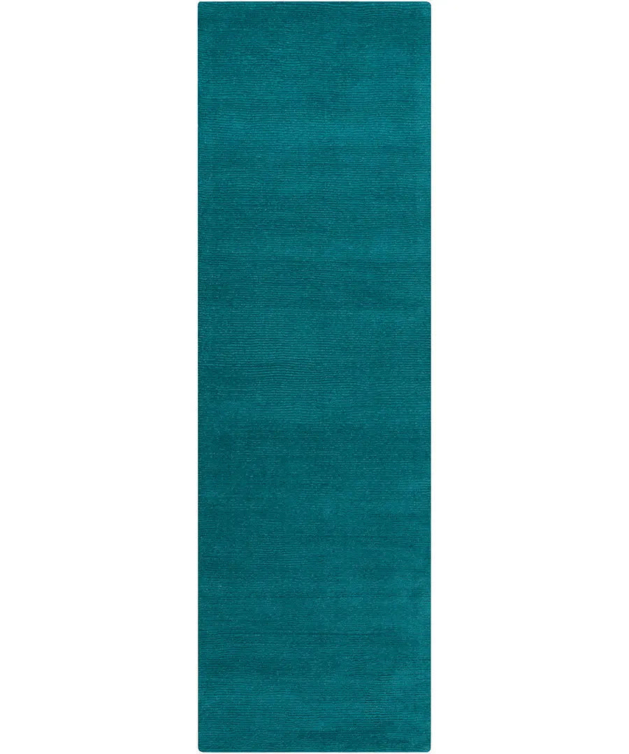 Hand Loomed Solid Mystique Teal Wool Rug