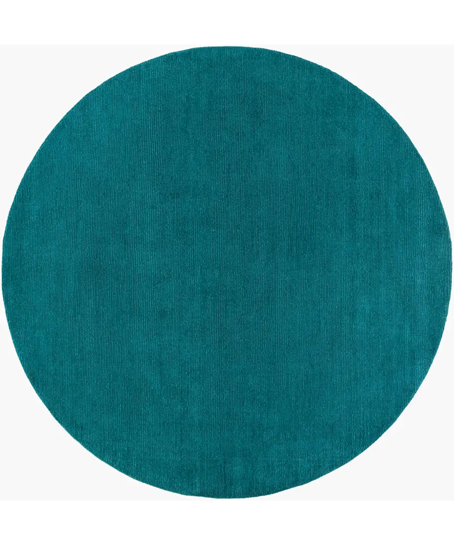 Hand Loomed Solid Mystique Teal Wool Rug