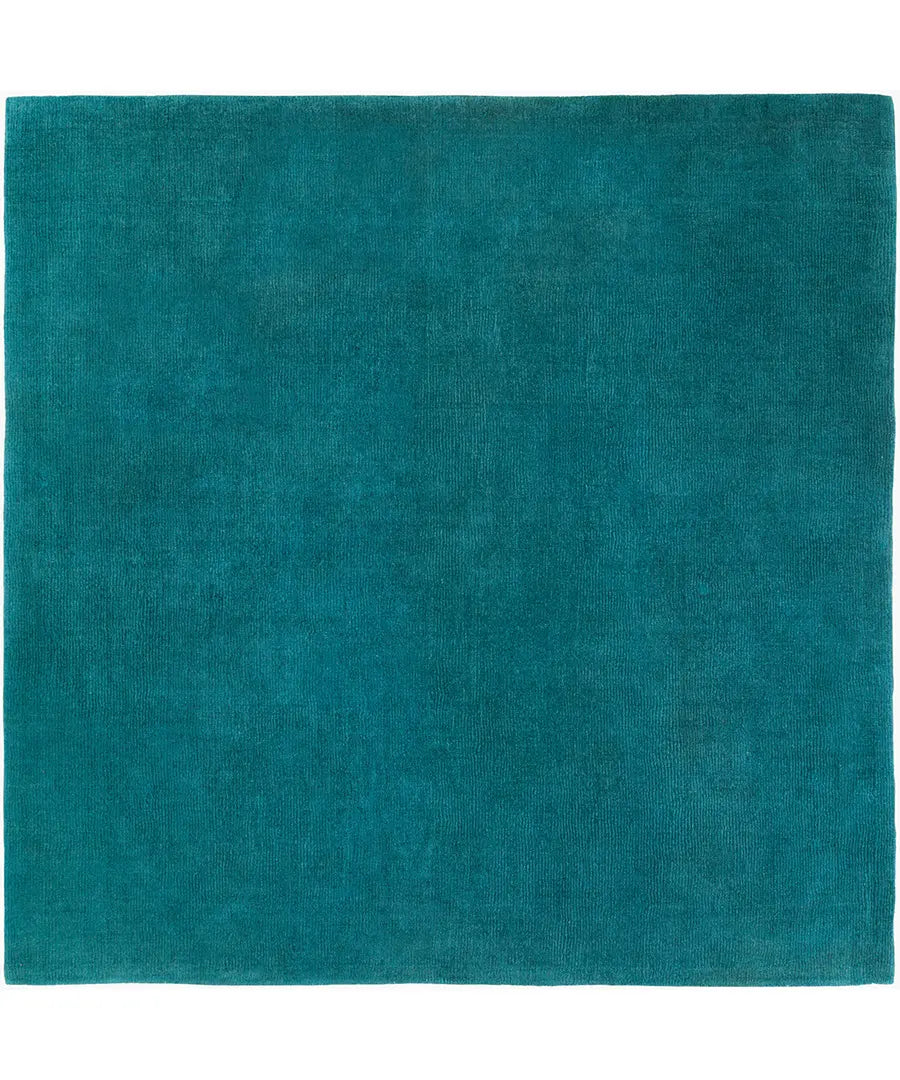 Hand Loomed Solid Mystique Teal Wool Rug