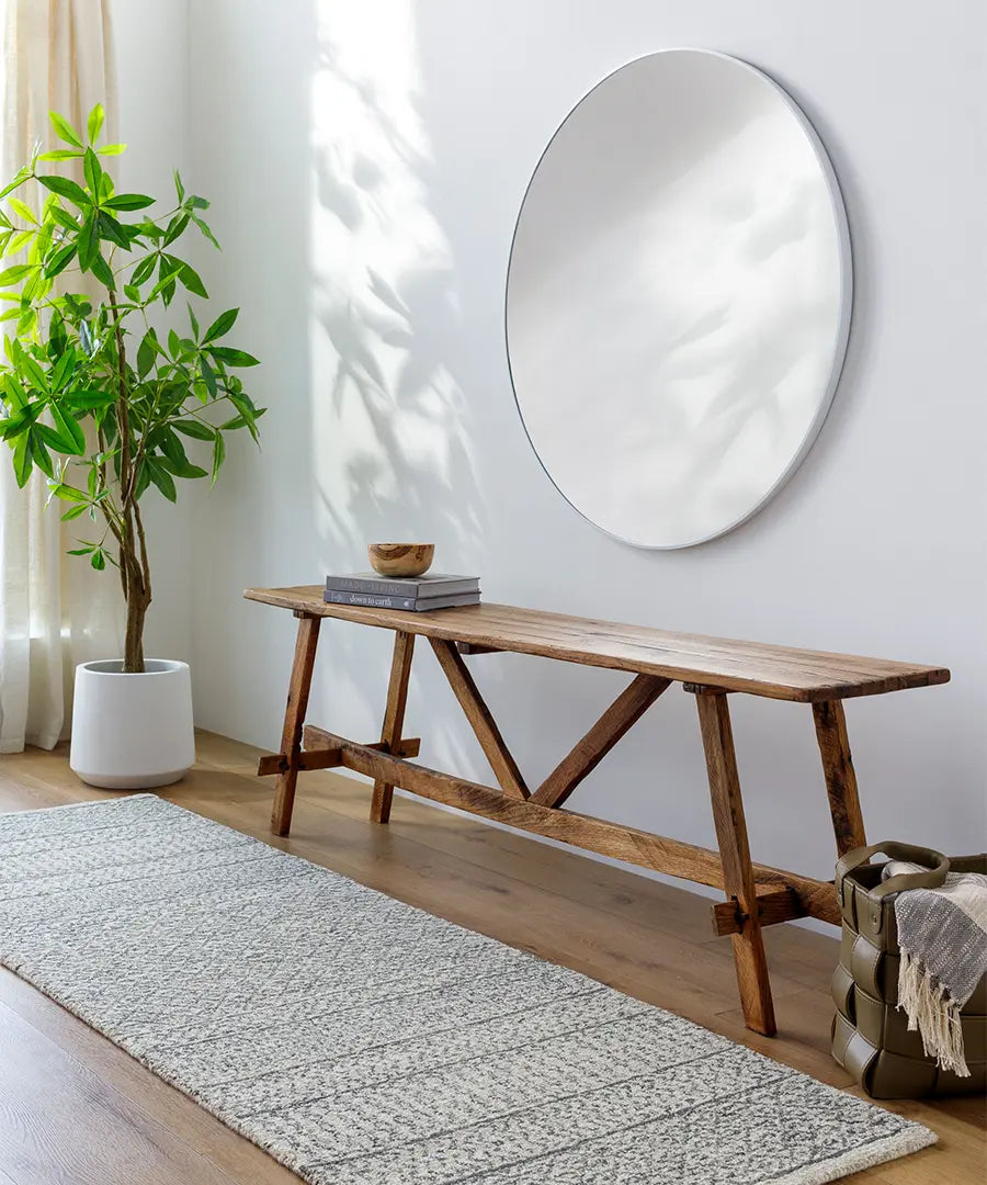 Hand Tufted Geometric & Stripes Maroc Black Wool Rug