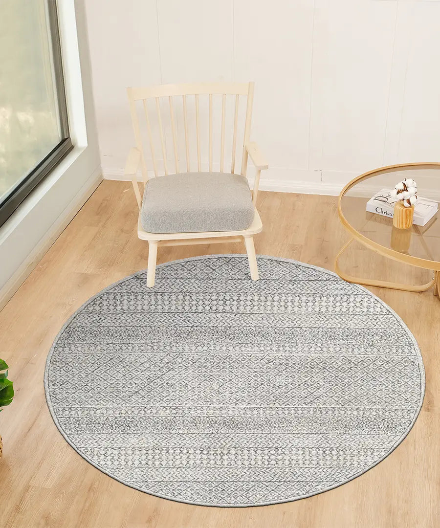 Hand Tufted Geometric & Stripes Maroc Black Wool Rug