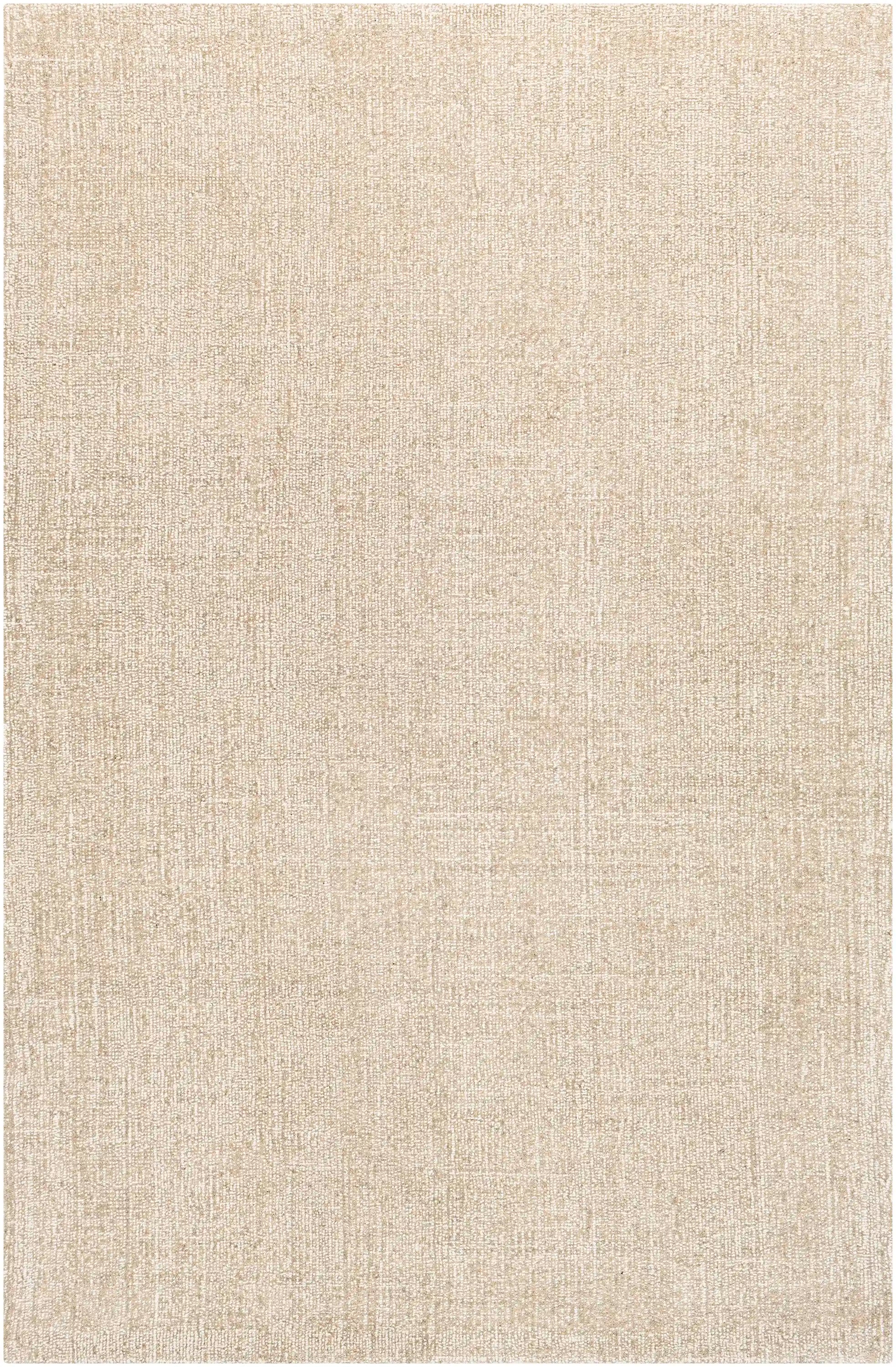 Hand Tufted Light Gray and White Wool Pet Yarn Rug