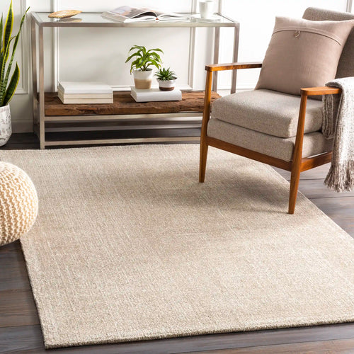 Hand Tufted Light Gray and White Wool Pet Yarn Rug