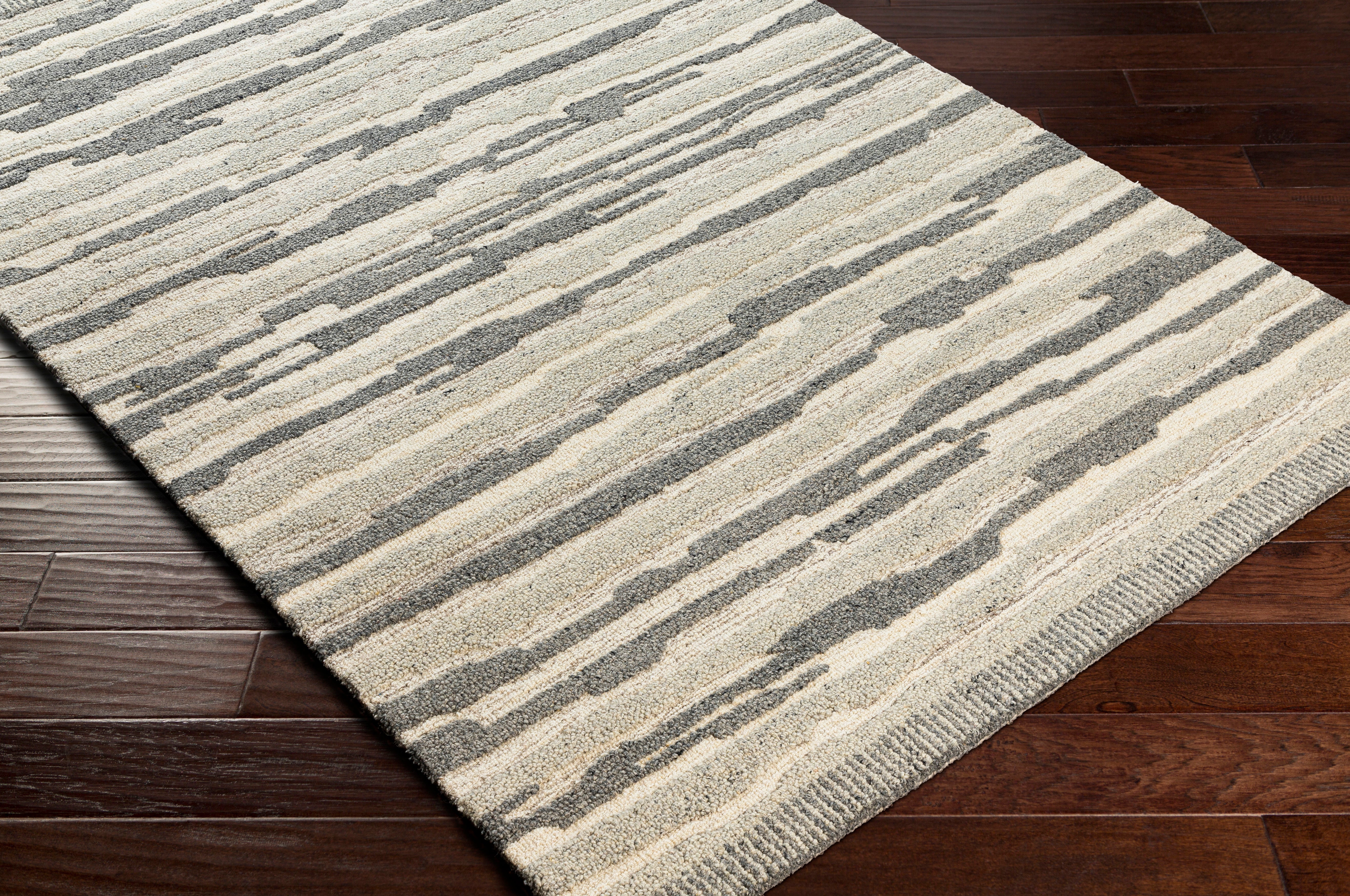 Hand Tufted Madelyn Beige and Charcoal Wool Rug
