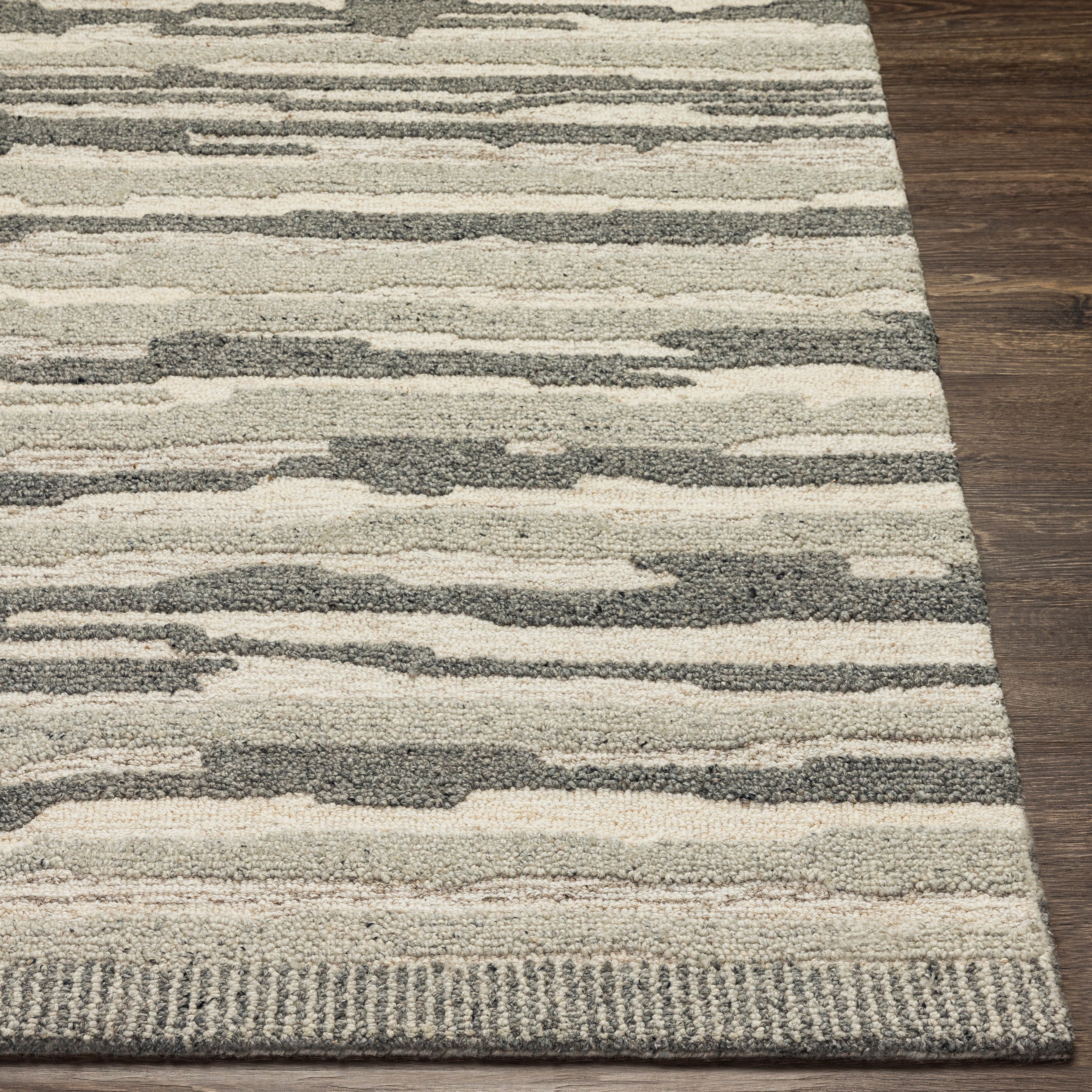 Hand Tufted Madelyn Beige and Charcoal Wool Rug