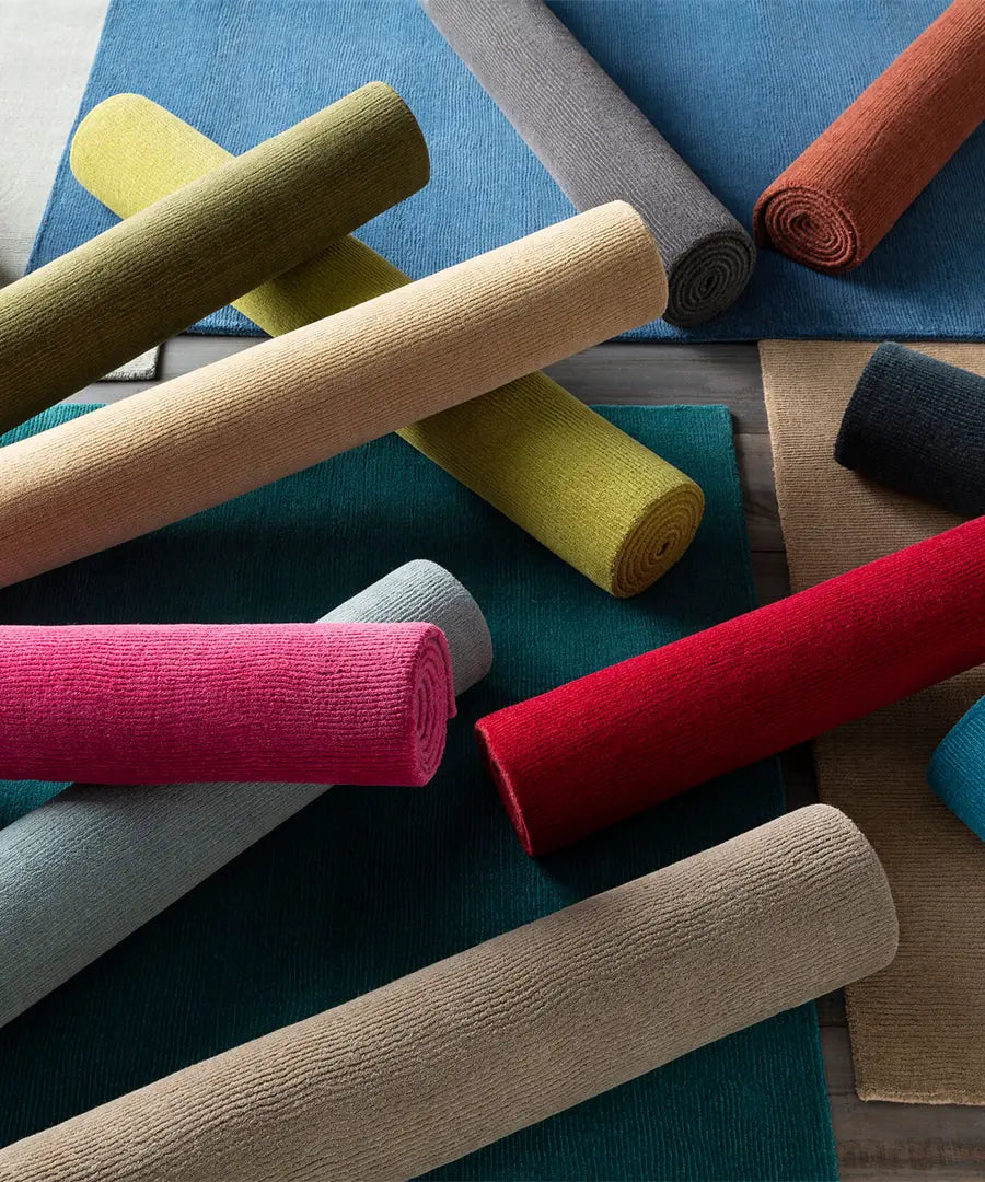 Hand Loomed Solid Mystique Teal Wool Rug