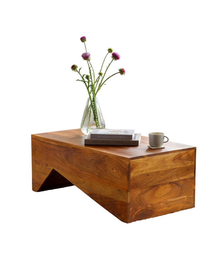 Dark Brown Rustic Small Acacia Wood Coffee Table