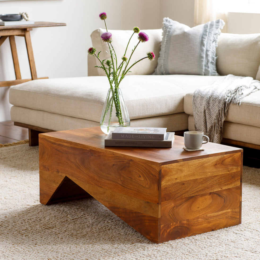 Dark Brown Rustic Small Acacia Wood Coffee Table