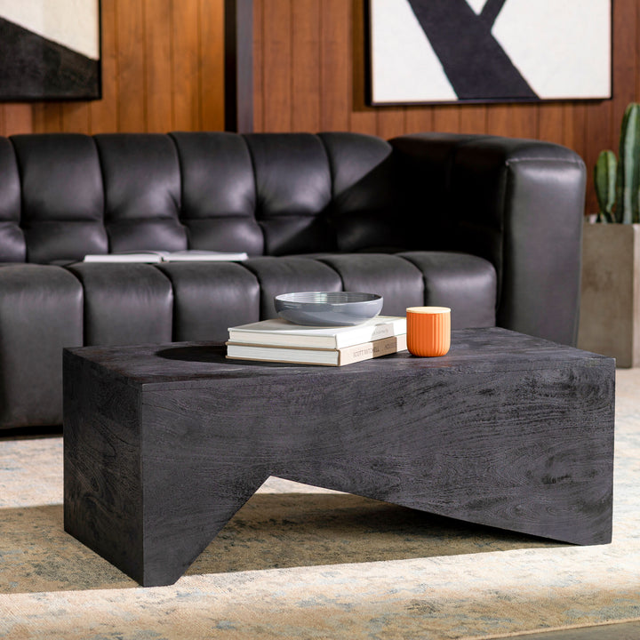 Black Rustic Small Acacia Wood Coffee Table