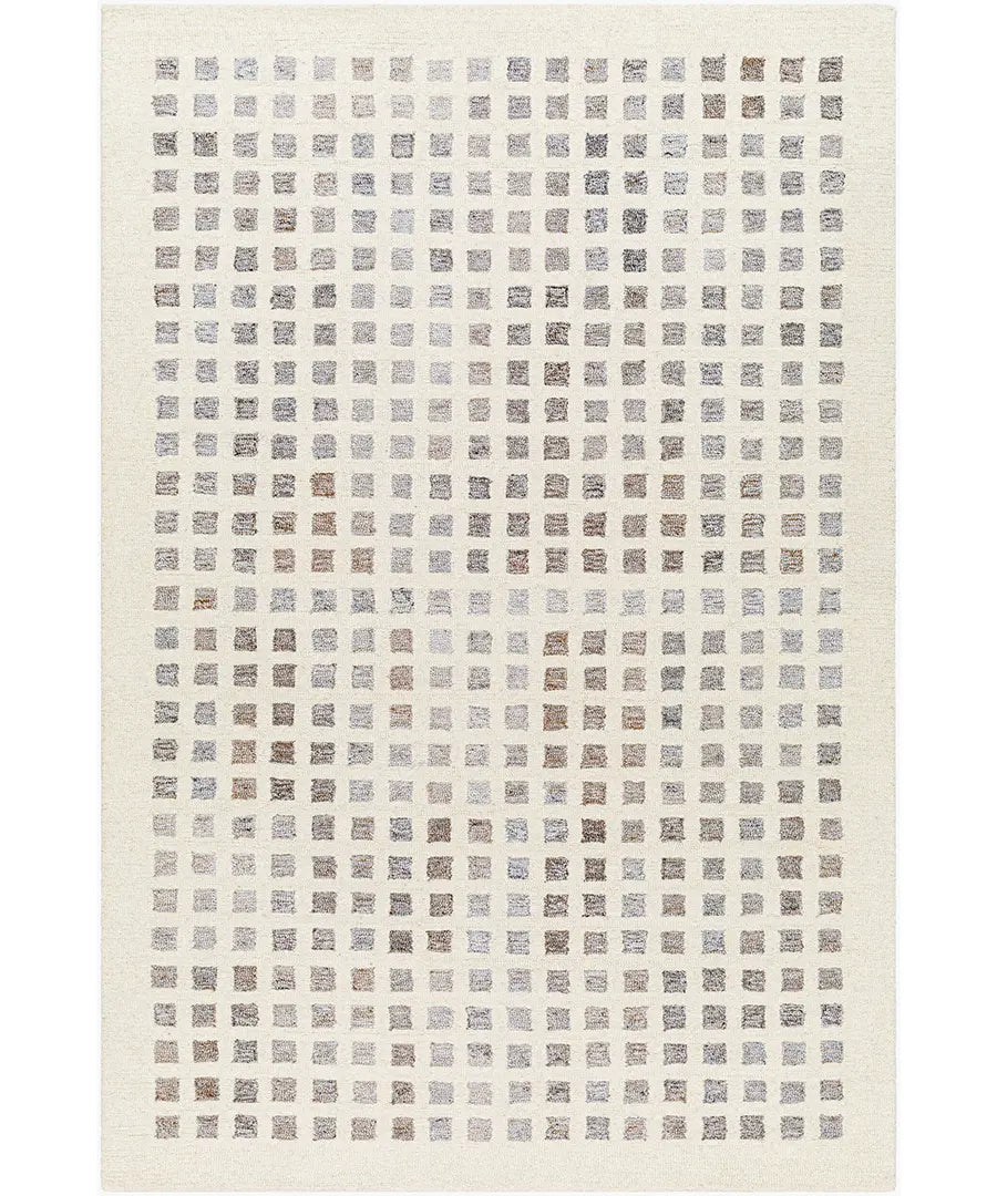 Hand Tufted Geometric & Stripes Ottawa Beige Wool & Recycled PET Yarn Rug