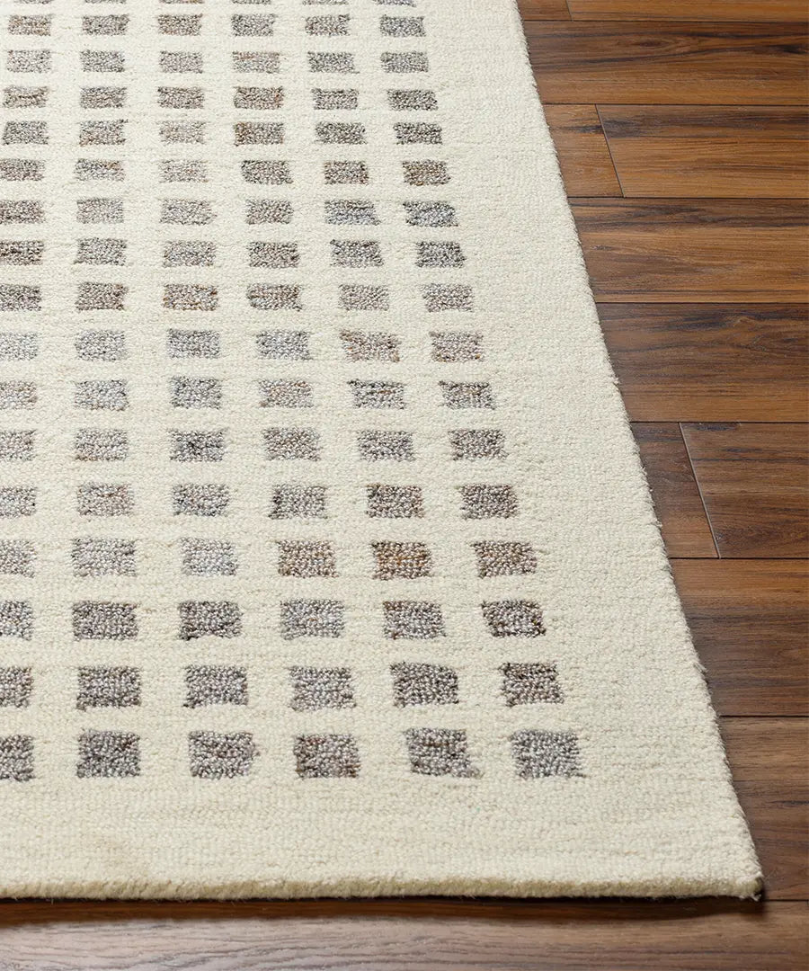 Hand Tufted Geometric & Stripes Ottawa Beige Wool & Recycled PET Yarn Rug