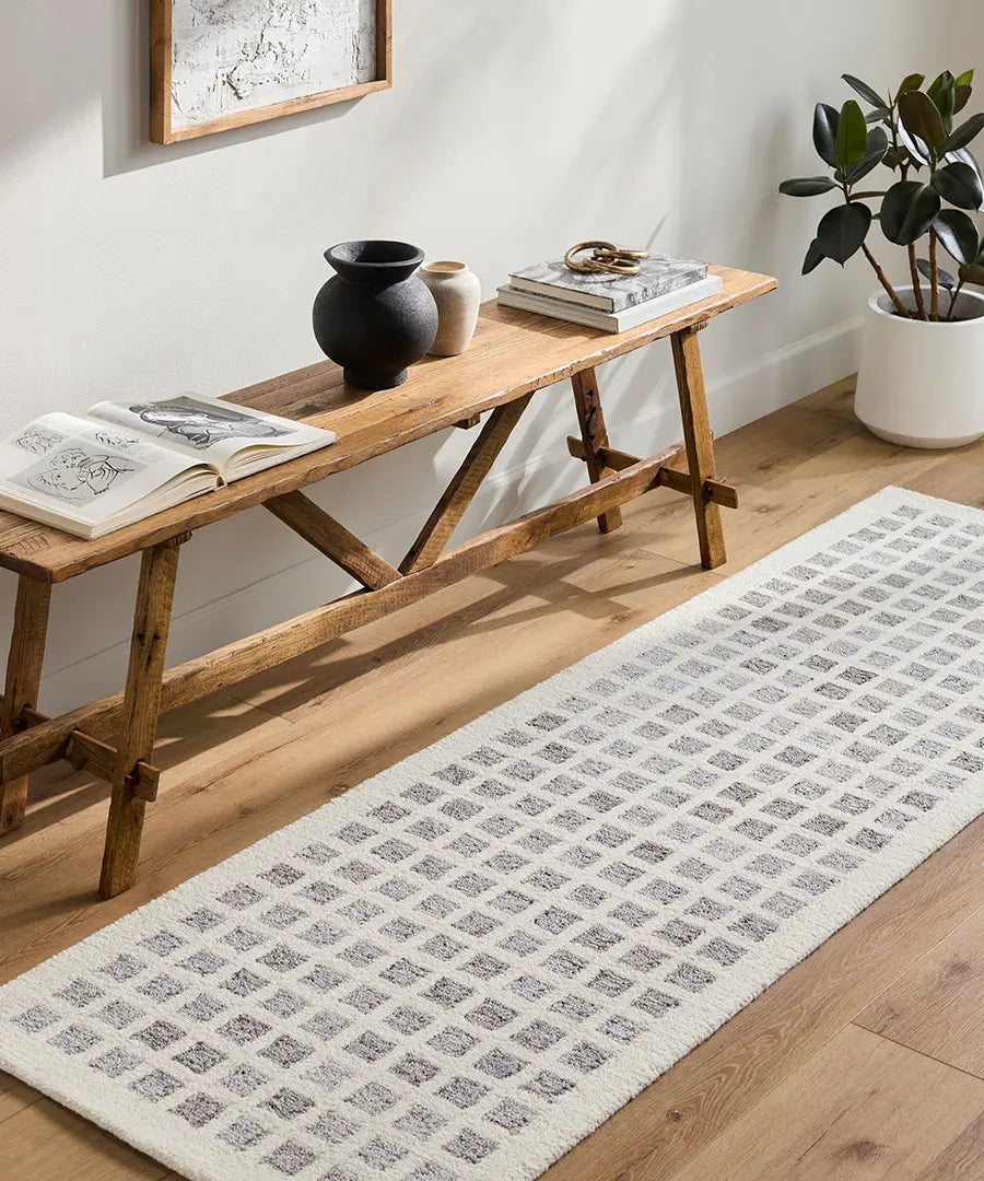 Hand Tufted Geometric & Stripes Ottawa Beige Wool & Recycled PET Yarn Rug