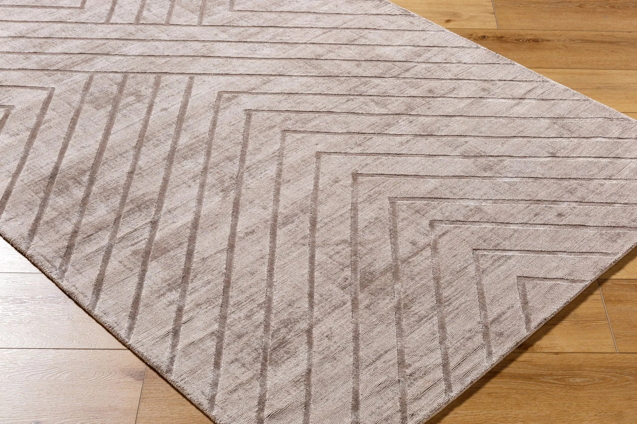 Hand Loomed Pier Brown Viscose Rug