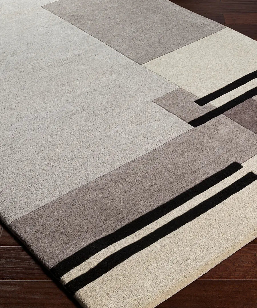 Hand Tufted Abstract Queens Gray Wool Rug