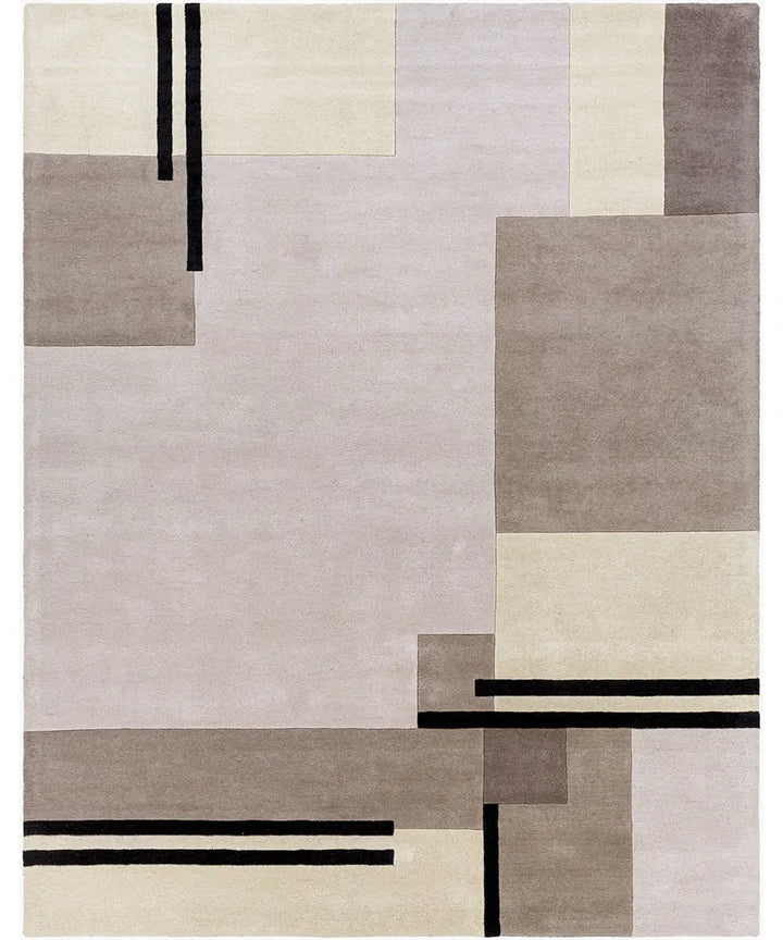 Hand Tufted Abstract Queens Gray Wool Rug