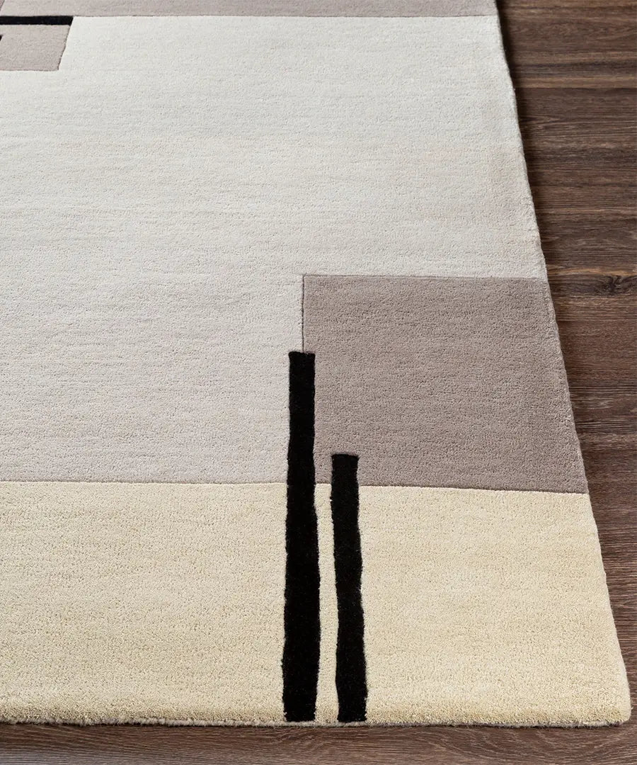 Hand Tufted Abstract Queens Gray Wool Rug