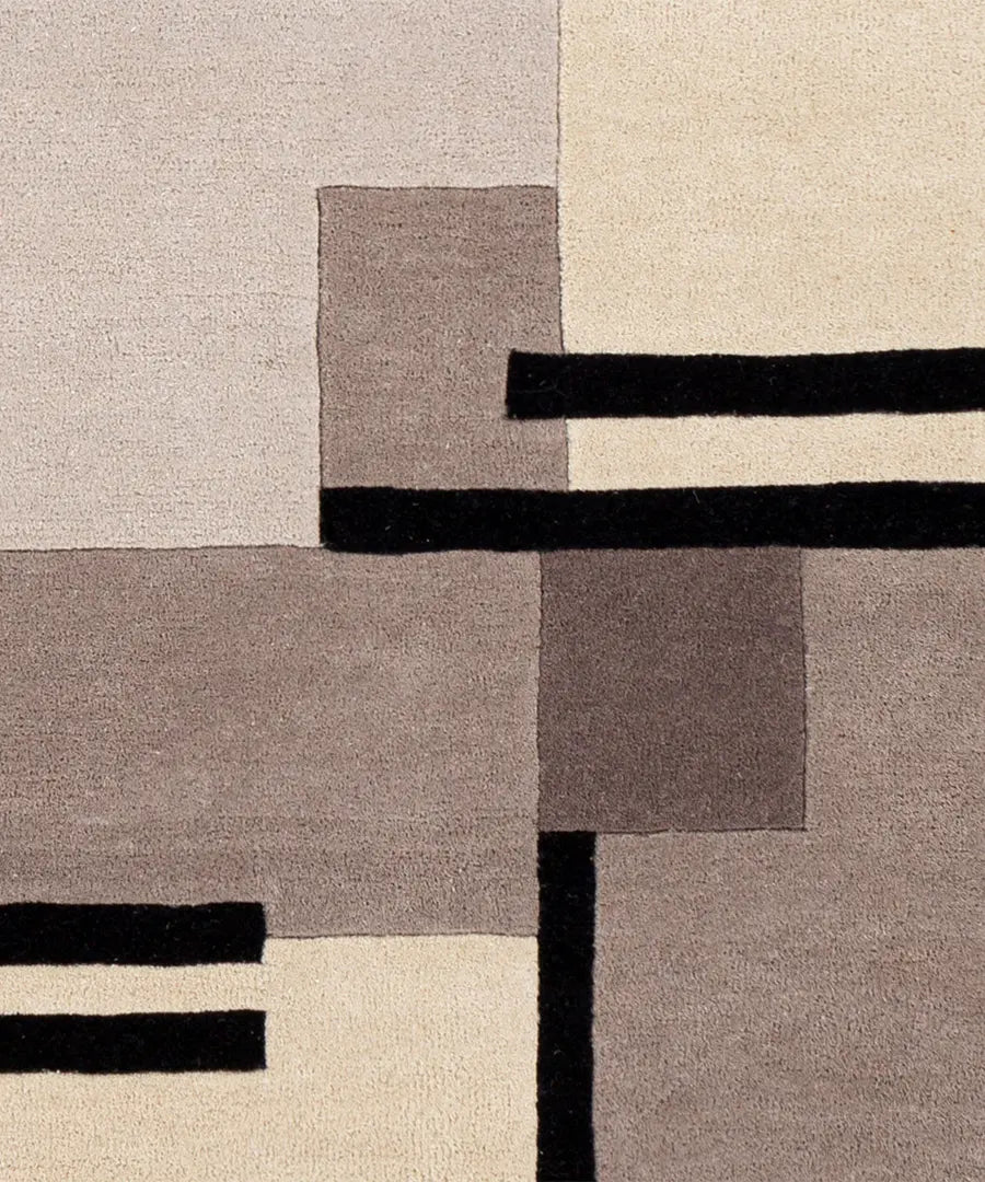 Hand Tufted Abstract Queens Gray Wool Rug