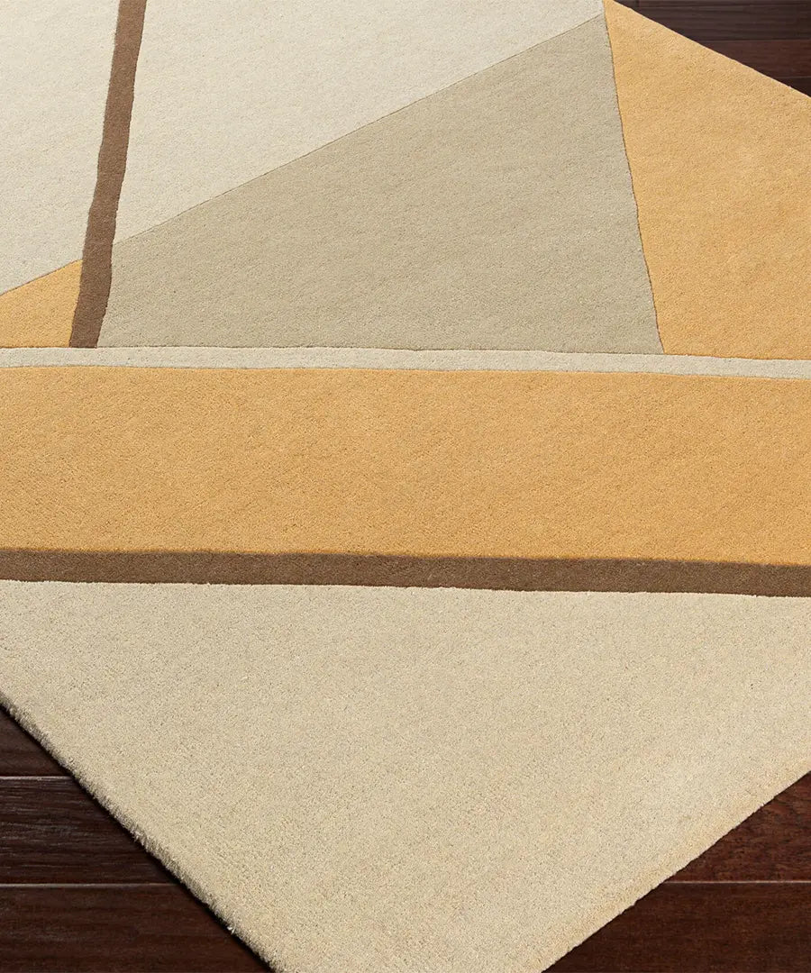 Hand Tufted Abstract Camel Wool Rug for Stylish Interiors