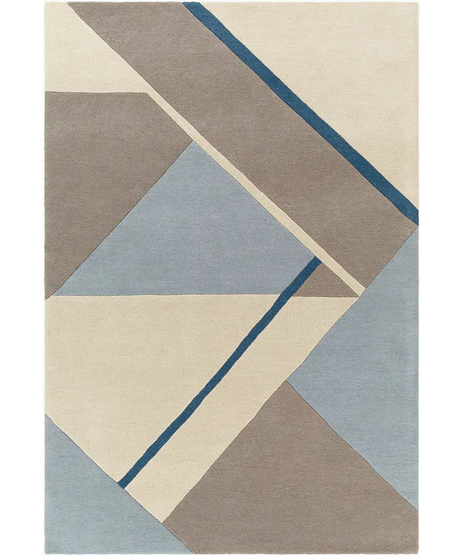 Hand Tufted Abstract Queens Beige Wool Rug