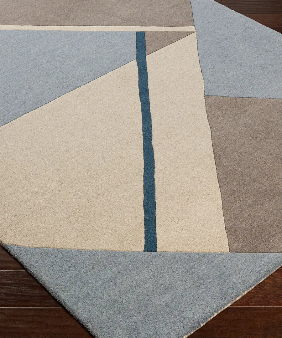 Hand Tufted Abstract Queens Beige Wool Rug