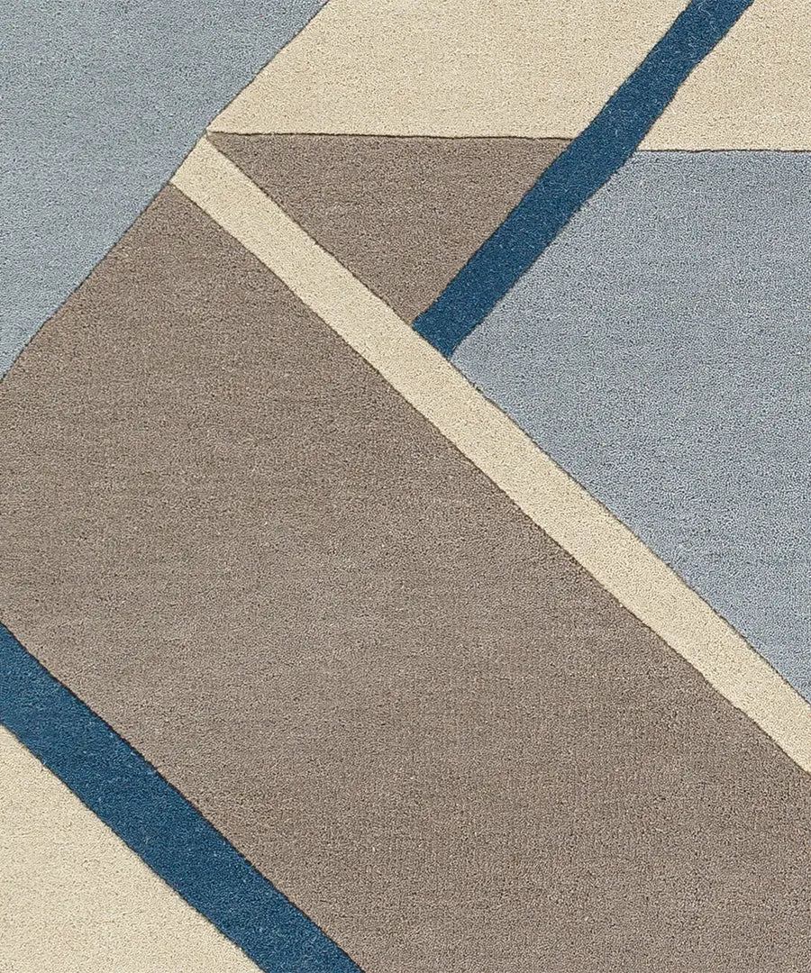 Hand Tufted Abstract Queens Beige Wool Rug