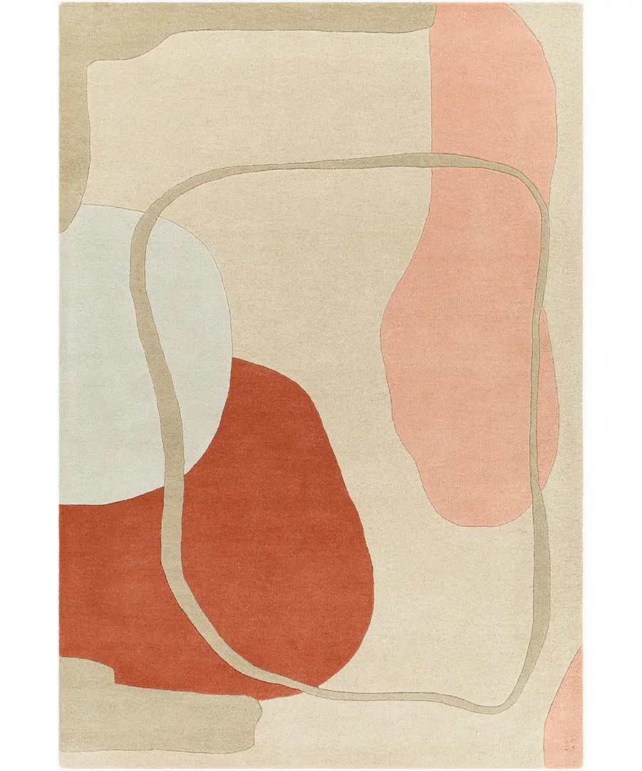 Hand Tufted Abstract Queens Orange Wool Rug