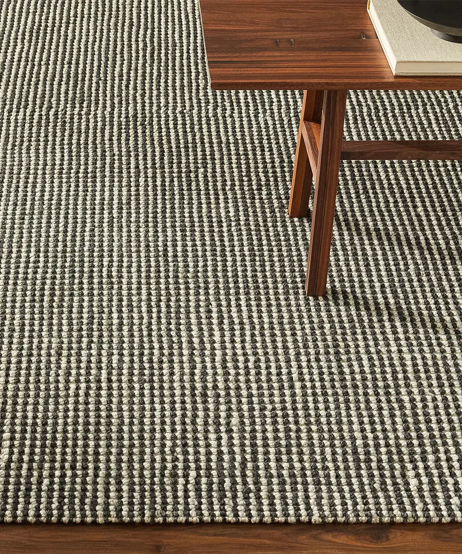 Hand Woven Solid, Geometric & Stripes Rebecca Black Recycled Pet Yarn Rug