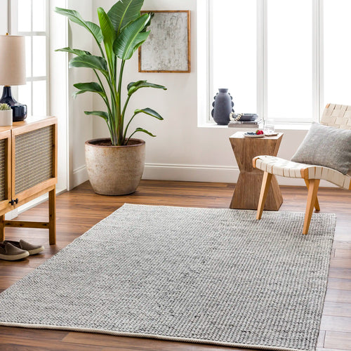 Hand Woven Rebecca Black and White Striped Recycled Pet Yarn Rug