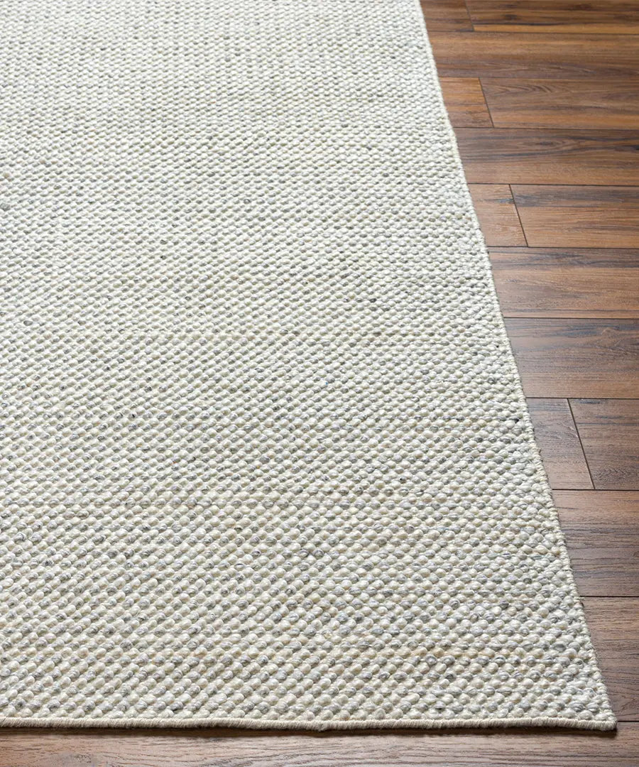 Hand Woven Solid Reika Beige Recycled Pet Yarn Rug