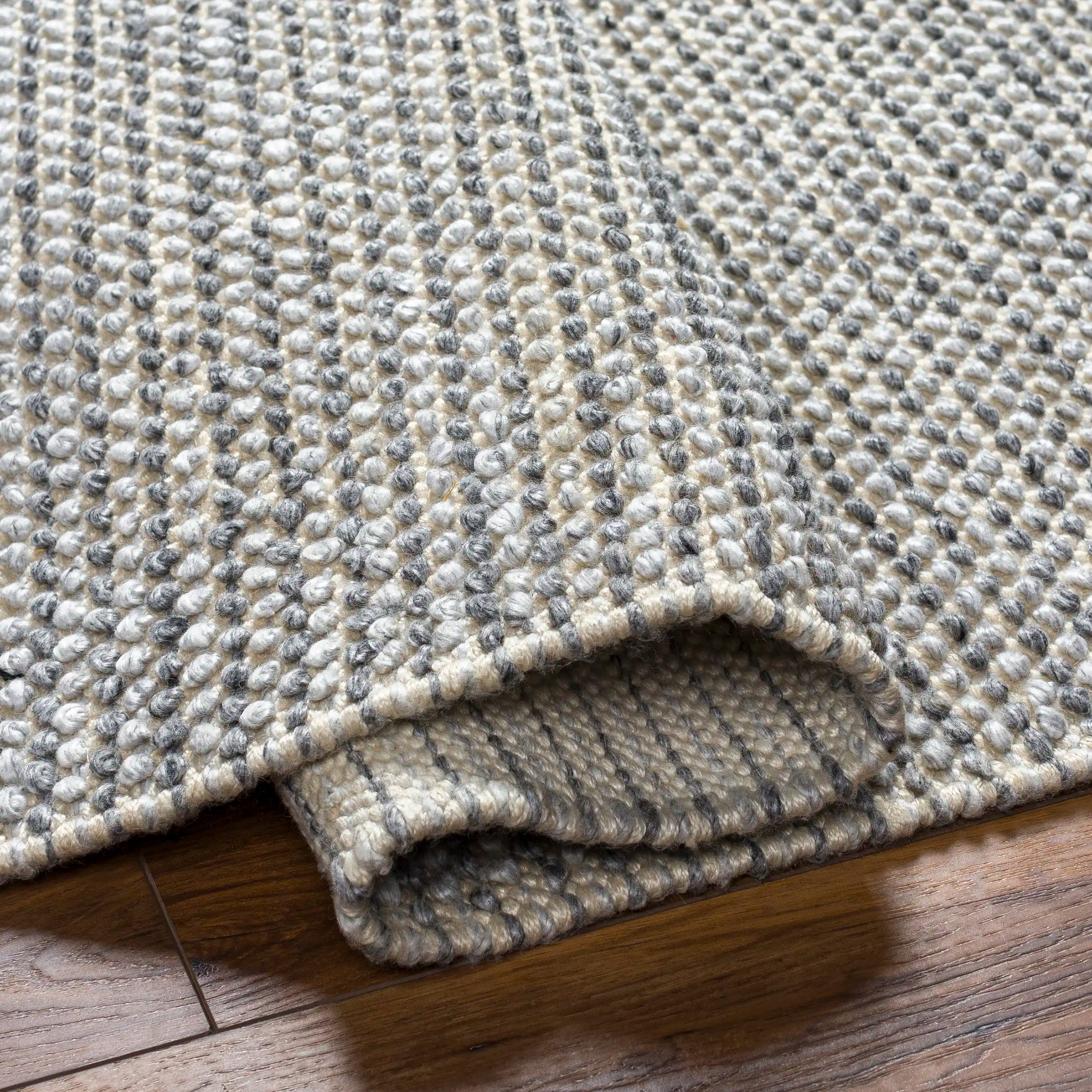 Hand Woven Reika Cream and Gray Recycled Pet Yarn Rug
