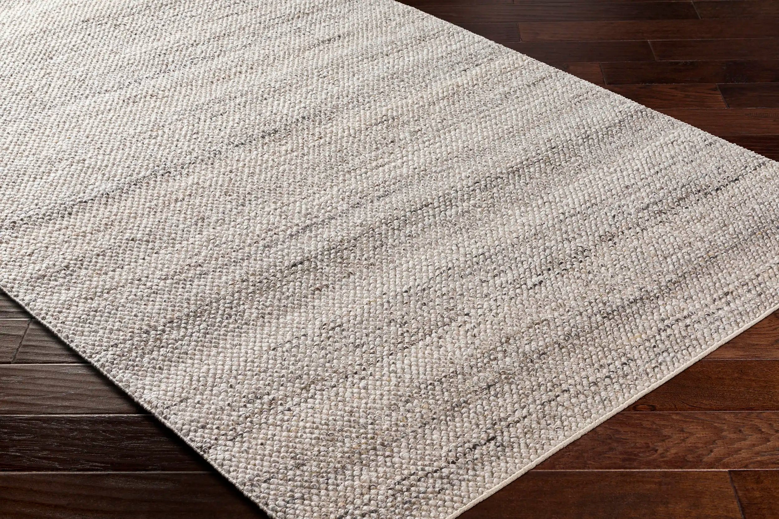 Hand Woven Reika Gray and White Recycled Pet Yarn Rug