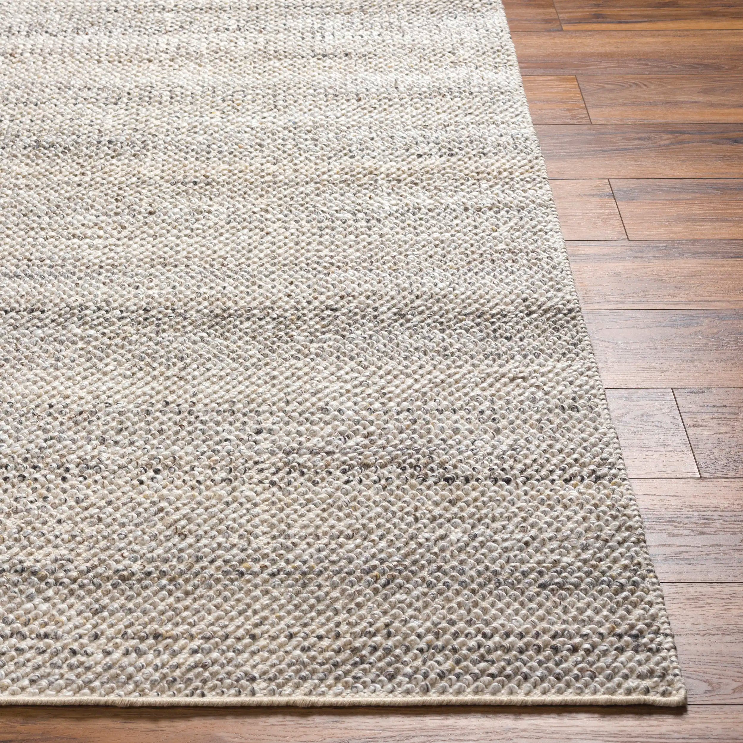 Hand Woven Reika Gray and White Recycled Pet Yarn Rug